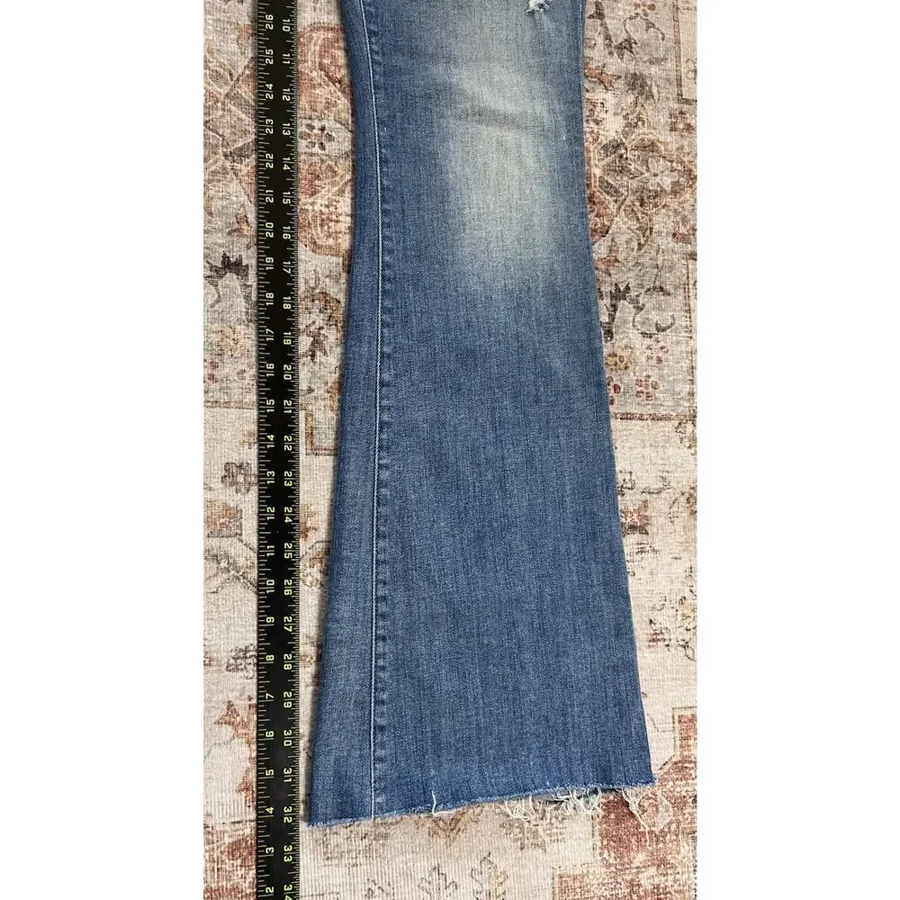 Mother The Weekender Fray Graffiti Girl Flare Jeans Distressed Stretch Size 30 - Picture 8 of 12